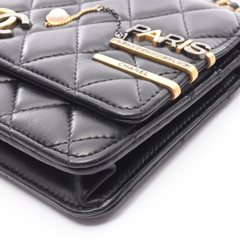 Chanel Shoulder Bag Matelasse Ap2508 Black Lambskin (sheep Leather) Matelasse