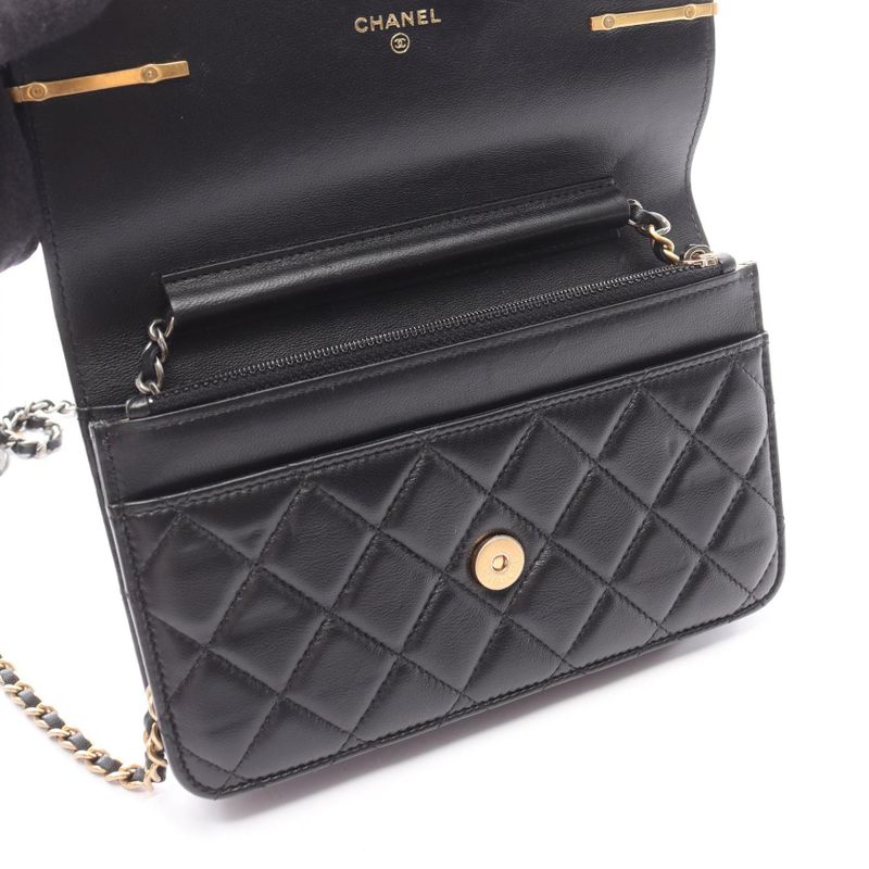 Chanel Shoulder Bag Matelasse Ap2508 Black Lambskin (sheep Leather) Matelasse