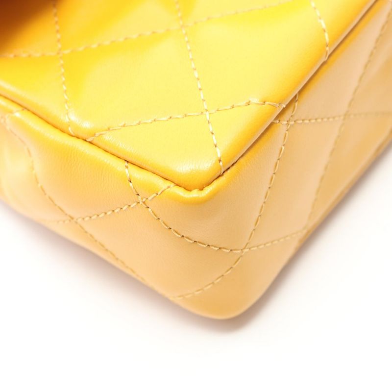 Chanel Shoulder Bag Matelasse Top Handle As4140 Yellow Leather Top Handle