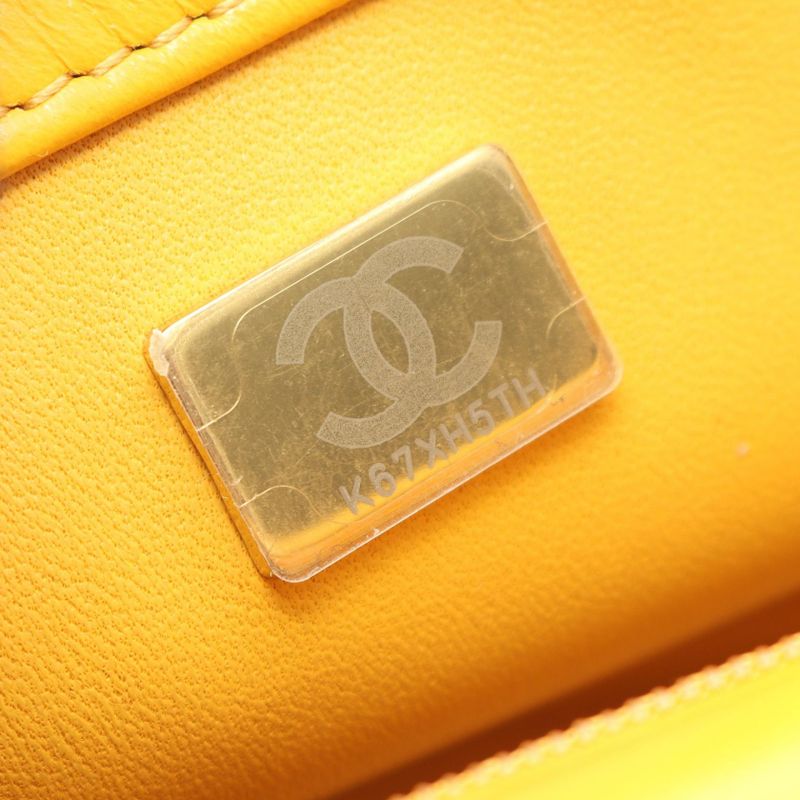 Chanel Shoulder Bag Matelasse Top Handle As4140 Yellow Leather Top Handle