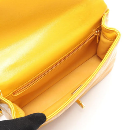 Chanel Shoulder Bag Matelasse Top Handle As4140 Yellow Leather Top Handle