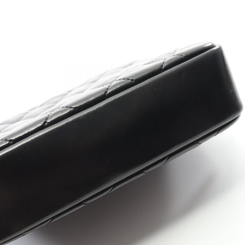 Chanel Shoulder Bag Matelasse Top Handle Black Leather Matelasse Top Handle Bag