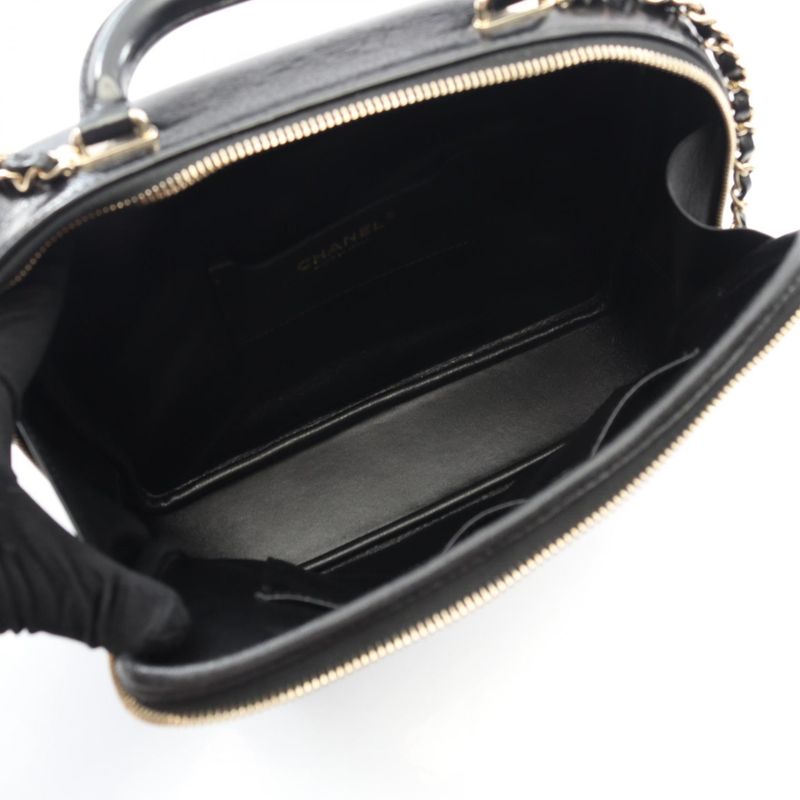 Chanel Shoulder Bag Matelasse Top Handle Black Leather Matelasse Top Handle Bag