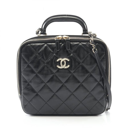 Chanel Shoulder Bag Matelasse Top Handle Black Leather Matelasse Top Handle Bag