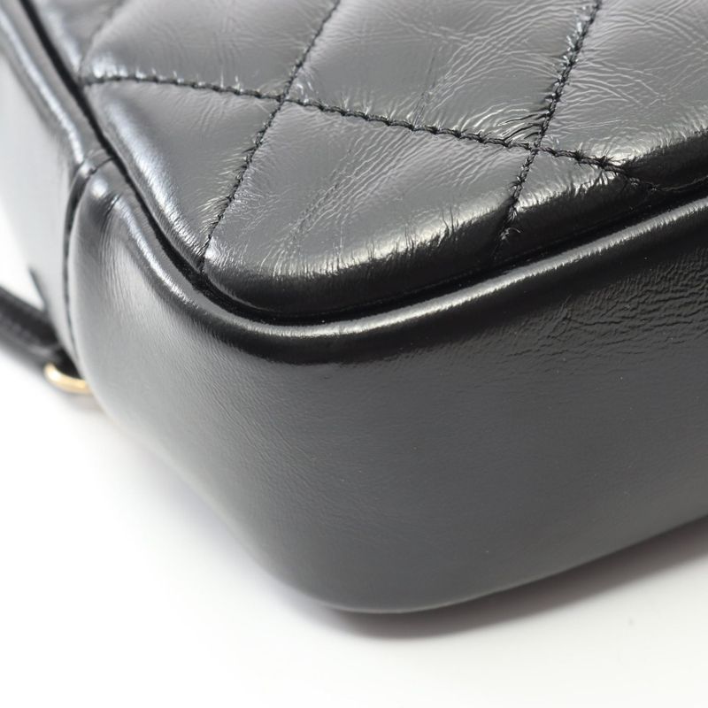 Chanel Shoulder Bag Matelasse Top Handle Black Leather Matelasse Top Handle Bag