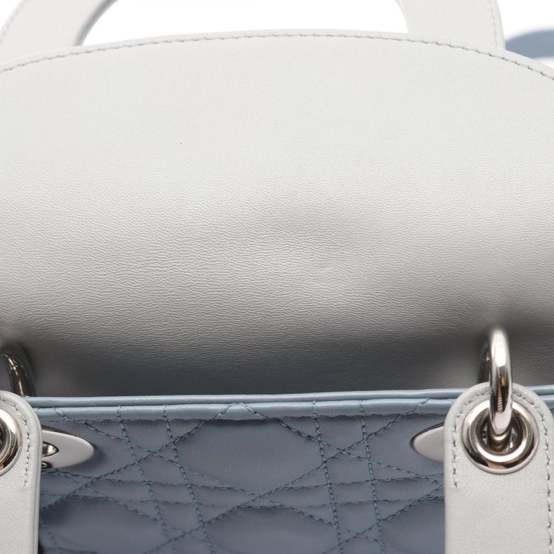 Dior Handbag Lady Dior Small Cannage Blue Gray Leather Lady Dior Cannage 2way