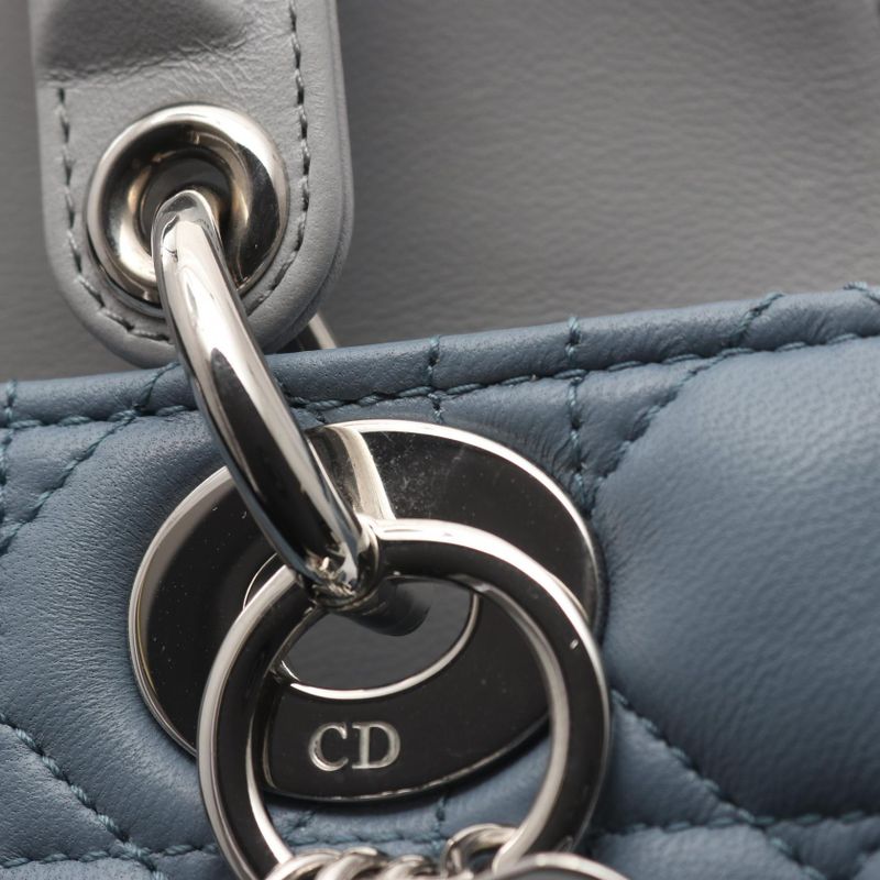Dior Handbag Lady Dior Small Cannage Blue Gray Leather Lady Dior Cannage 2way