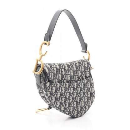 Dior Handbag Saddle Bag Oblique Jacquard Navy Canvas Leather Oblique Saddle Bag