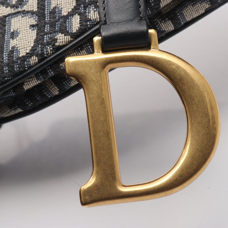 Dior Handbag Saddle Bag Oblique Jacquard Navy Canvas Leather Oblique Saddle Bag