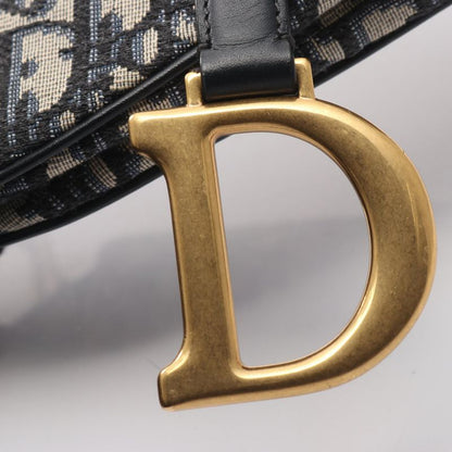 Dior Handbag Saddle Bag Oblique Jacquard Navy Canvas Leather Oblique Saddle Bag