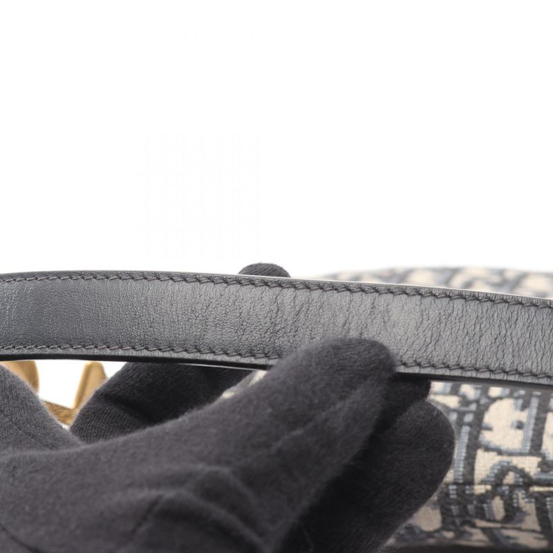 Dior Handbag Saddle Bag Oblique Jacquard Navy Canvas Leather Oblique Saddle Bag