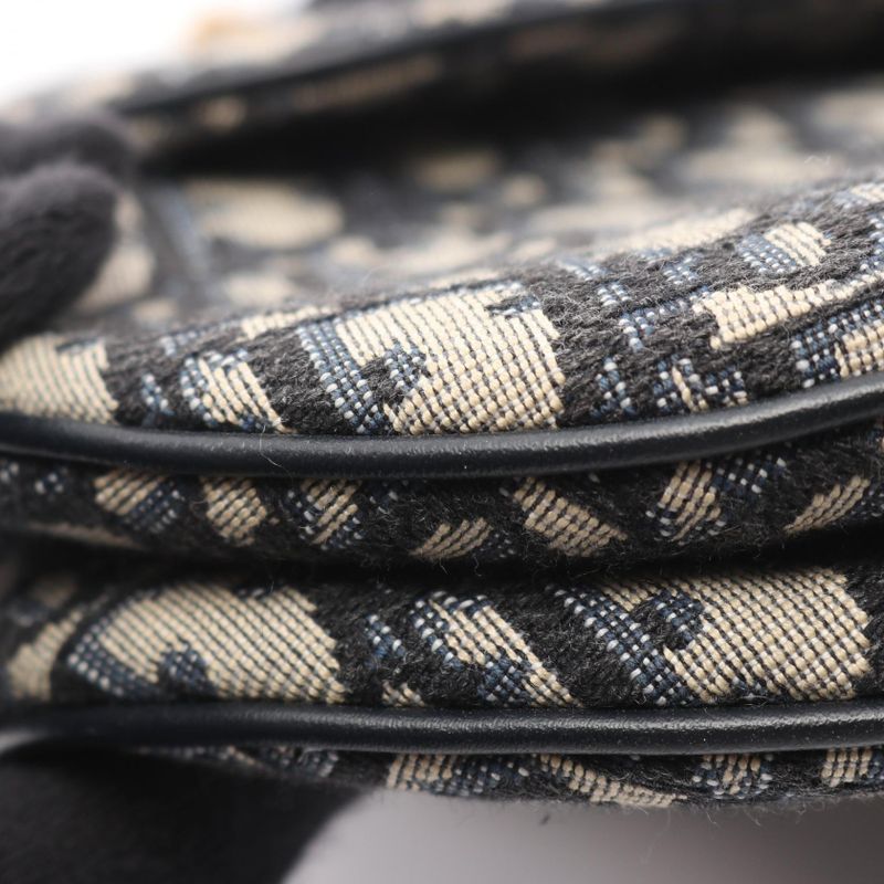 Dior Handbag Saddle Bag Oblique Jacquard Navy Canvas Leather Oblique Saddle Bag