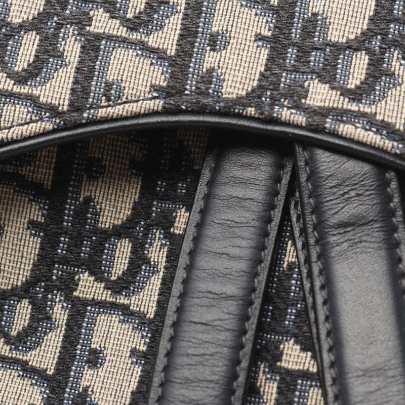 Dior Handbag Saddle Bag Oblique Jacquard Navy Canvas Leather Oblique Saddle Bag