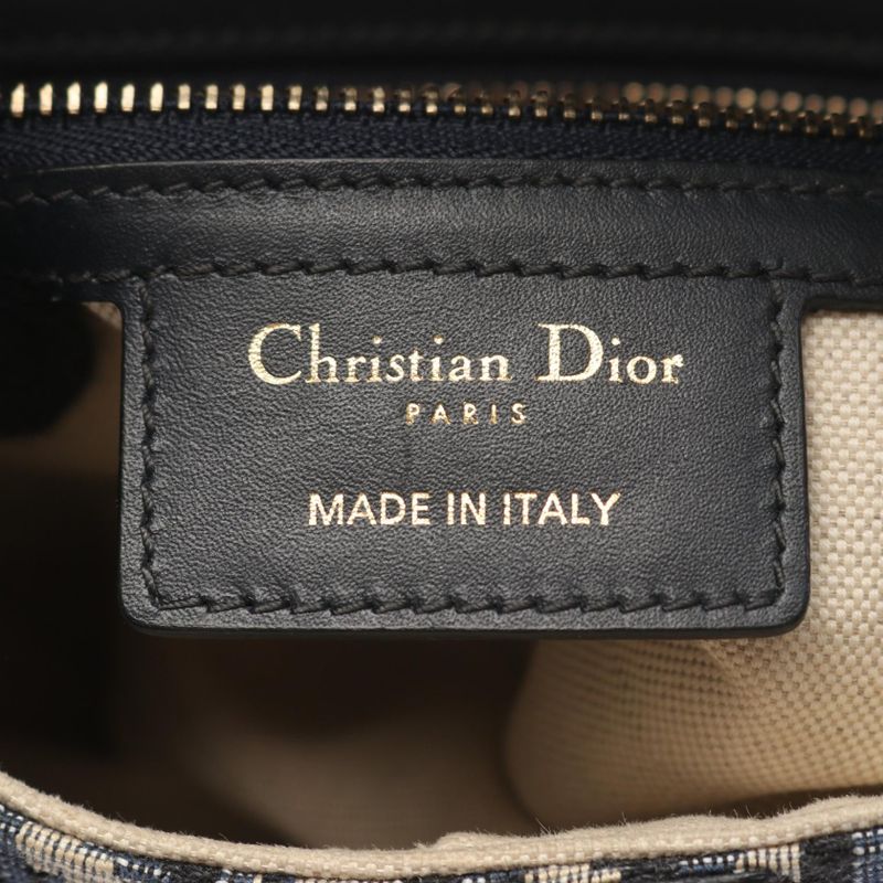 Dior Handbag Saddle Bag Oblique Jacquard Navy Canvas Leather Oblique Saddle Bag