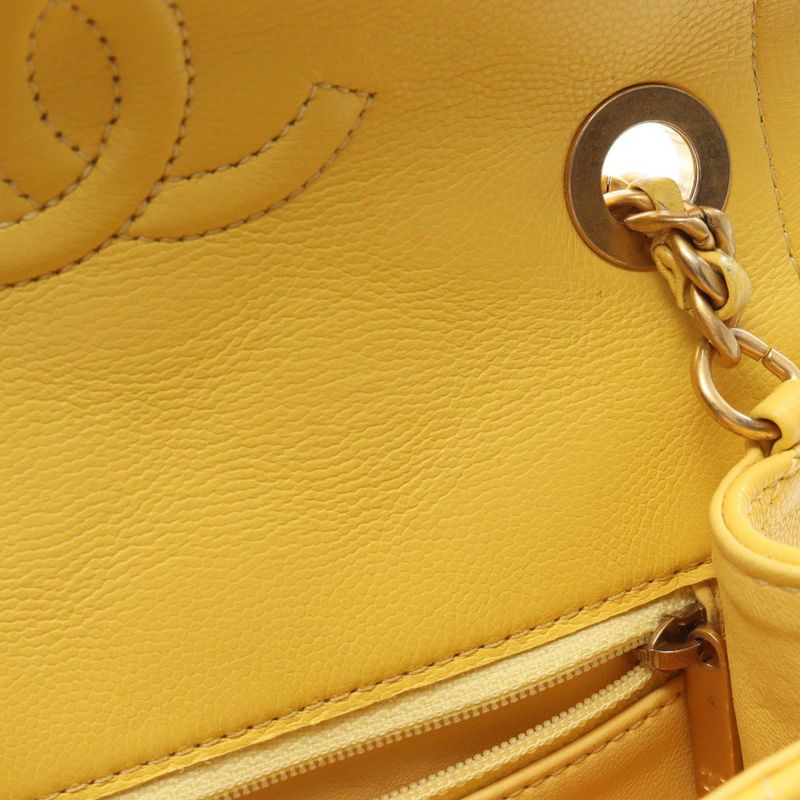 Chanel Shoulder Bag Matelasse As2356 Yellow Leather Calf (Cowhide) Matelasse