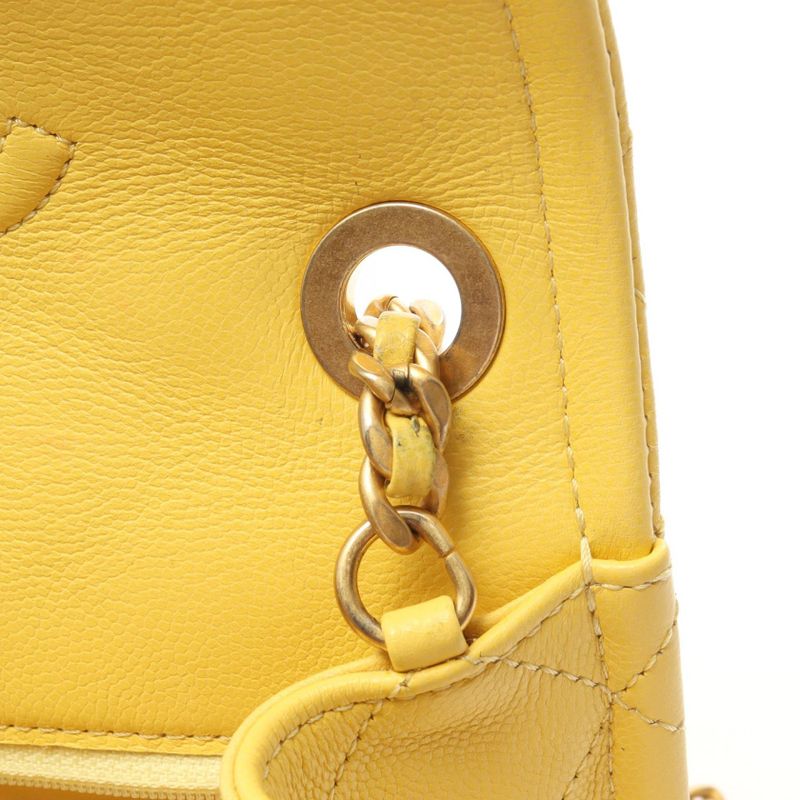 Chanel Shoulder Bag Matelasse As2356 Yellow Leather Calf (Cowhide) Matelasse