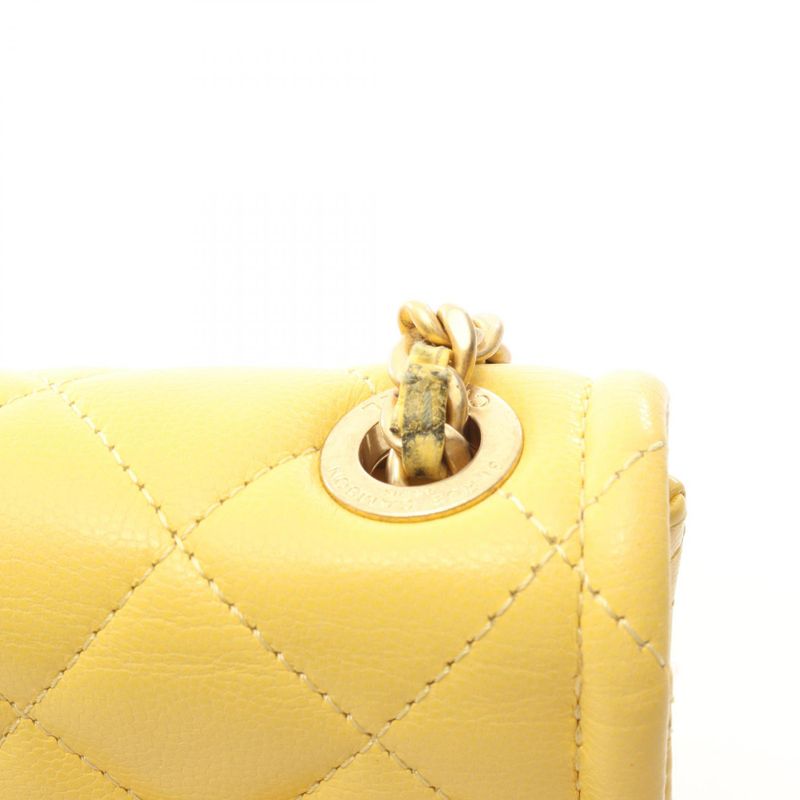 Chanel Shoulder Bag Matelasse As2356 Yellow Leather Calf (Cowhide) Matelasse