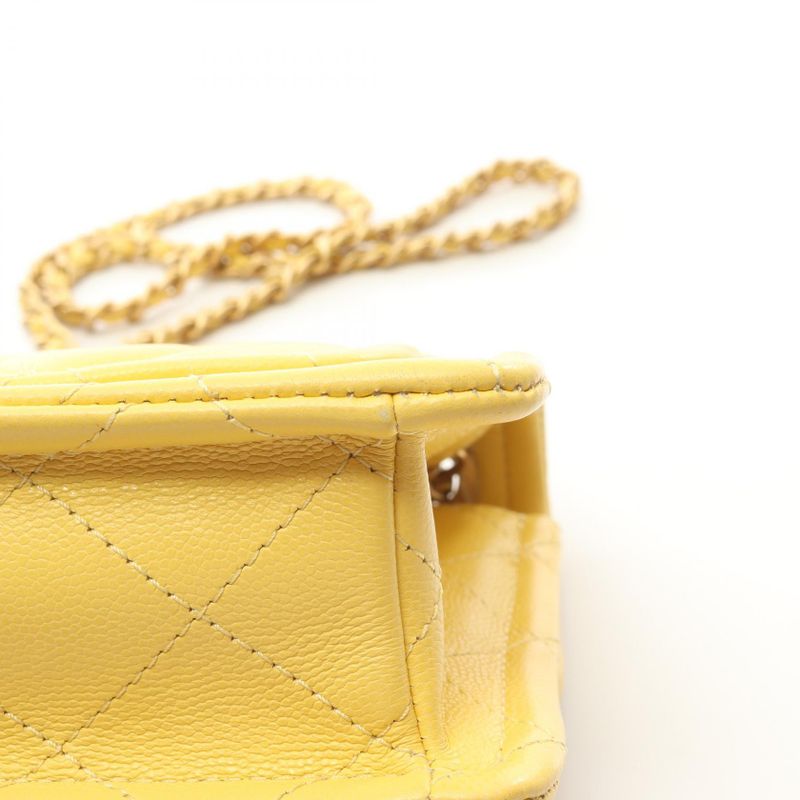 Chanel Shoulder Bag Matelasse As2356 Yellow Leather Calf (Cowhide) Matelasse