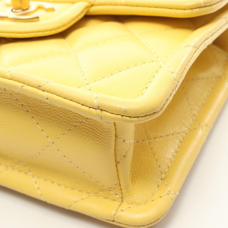 Chanel Shoulder Bag Matelasse As2356 Yellow Leather Calf (Cowhide) Matelasse
