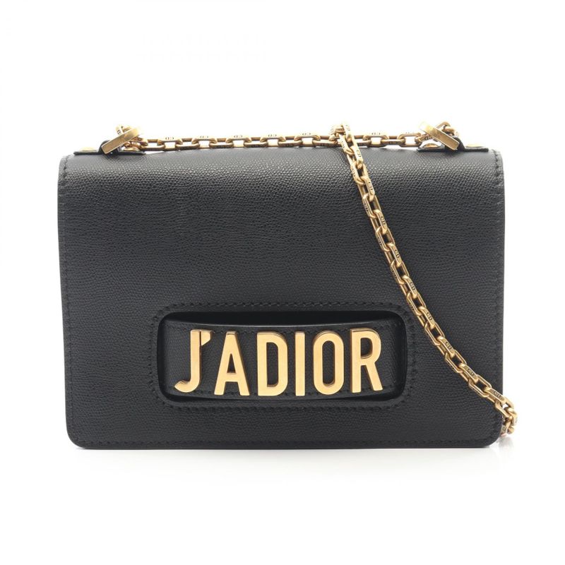 Dior Shoulder Bag J'adior Black Leather Chain Shoulder Women's Used a