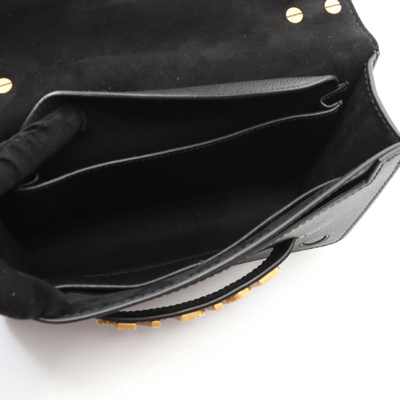 Dior Shoulder Bag J'adior Black Leather Chain Shoulder Women's Used a