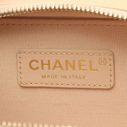 Chanel Shoulder Bag Matelasse Mini Flap Beige Leather Calf Matelasse Small Flap