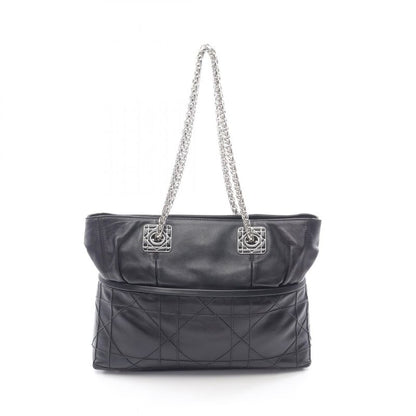 Dior Tote Bag Granville Black Leather Granville Chain Tote Women's Used B