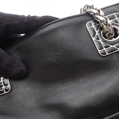 Dior Tote Bag Granville Black Leather Granville Chain Tote Women's Used B