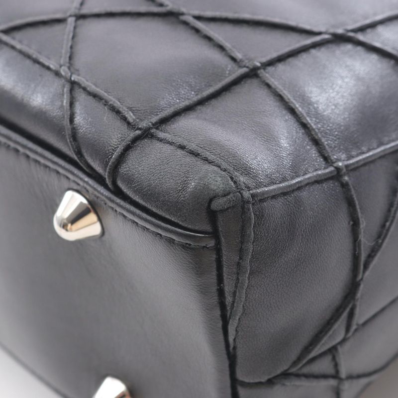 Dior Tote Bag Granville Black Leather Granville Chain Tote Women's Used B