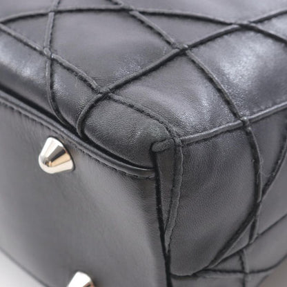 Dior Tote Bag Granville Black Leather Granville Chain Tote Women's Used B