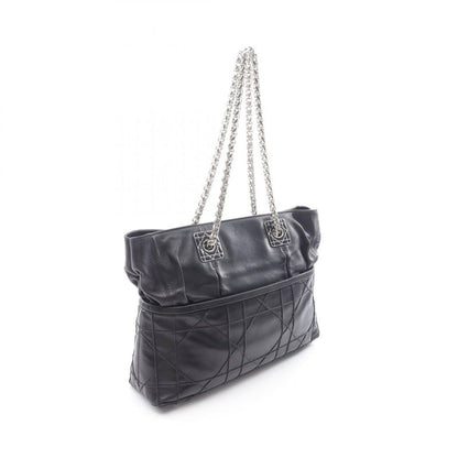 Dior Tote Bag Granville Black Leather Granville Chain Tote Women's Used B