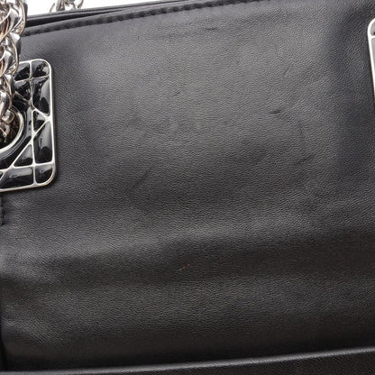 Dior Tote Bag Granville Black Leather Granville Chain Tote Women's Used B