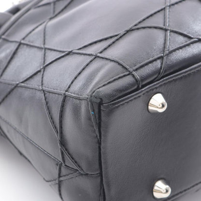 Dior Tote Bag Granville Black Leather Granville Chain Tote Women's Used B