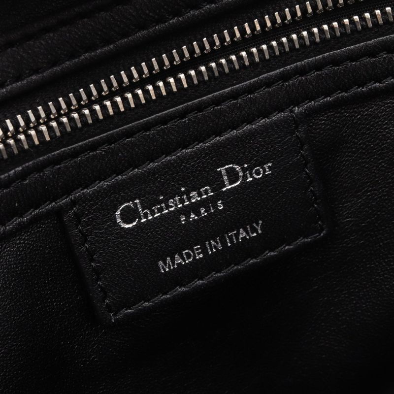 Dior Tote Bag Granville Black Leather Granville Chain Tote Women's Used B