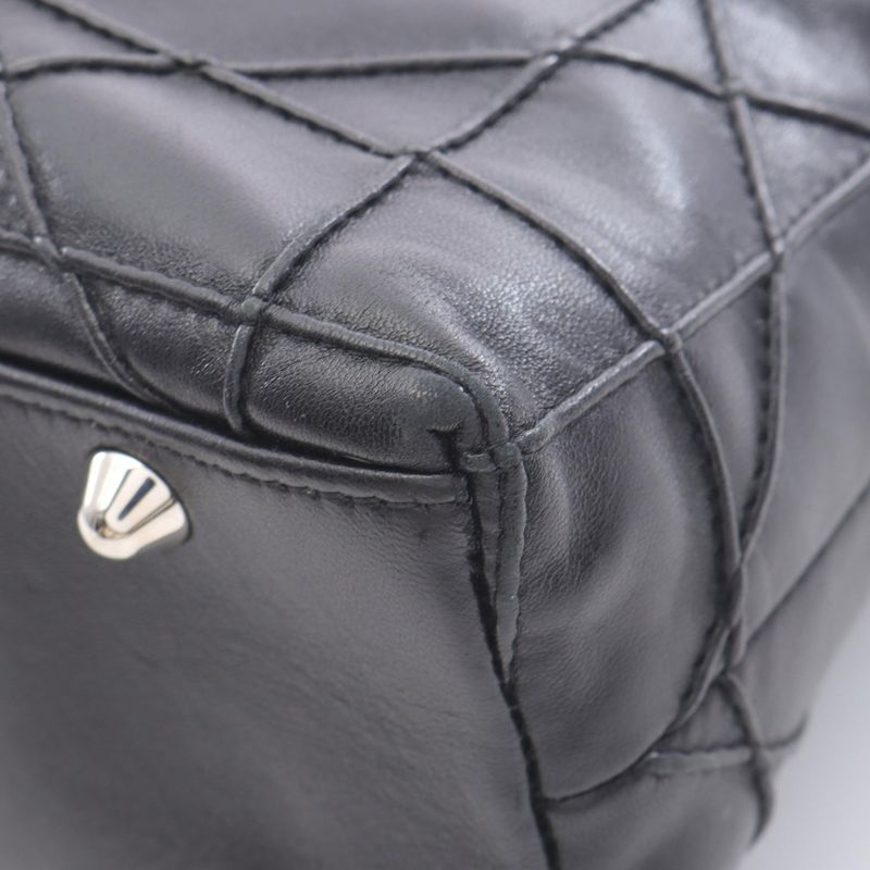 Dior Tote Bag Granville Black Leather Granville Chain Tote Women's Used B