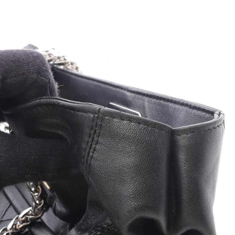 Dior Tote Bag Granville Black Leather Granville Chain Tote Women's Used B