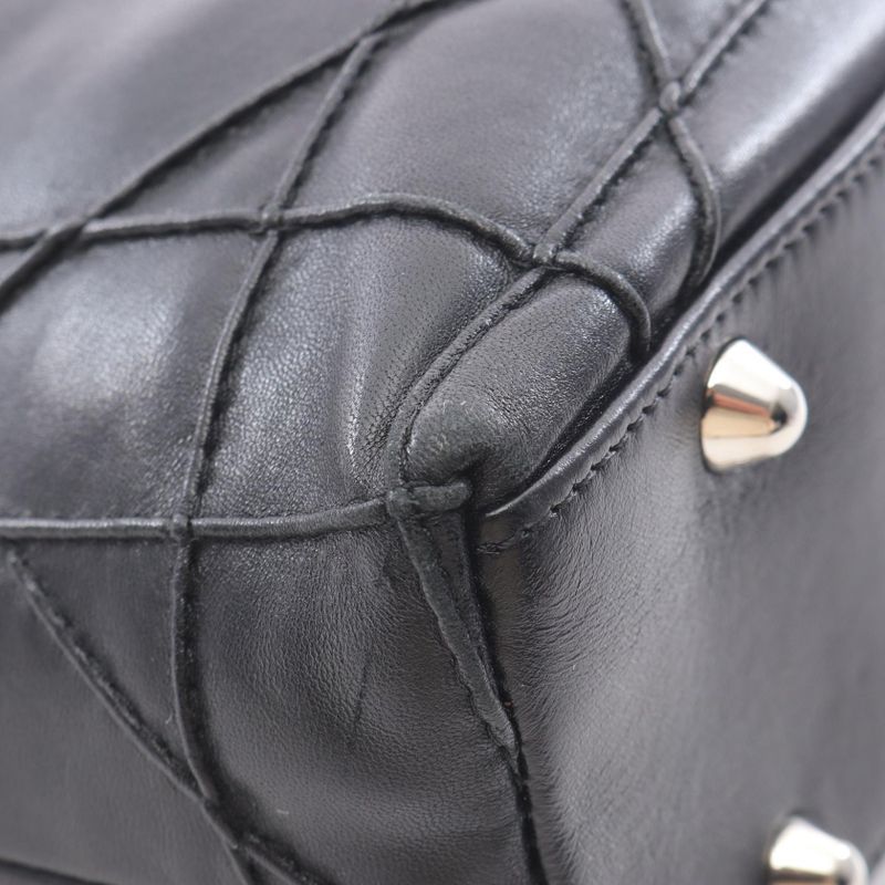 Dior Tote Bag Granville Black Leather Granville Chain Tote Women's Used B