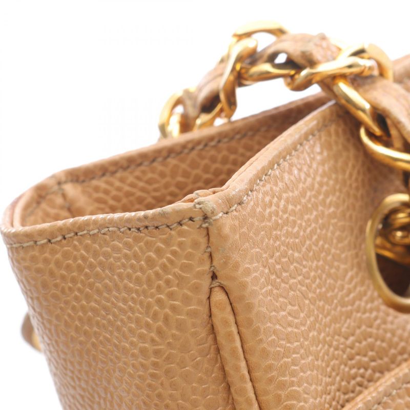 Chanel Tote Bag Cocomark Beige Leather Cocomark Shoulder Tote Ladies Used a