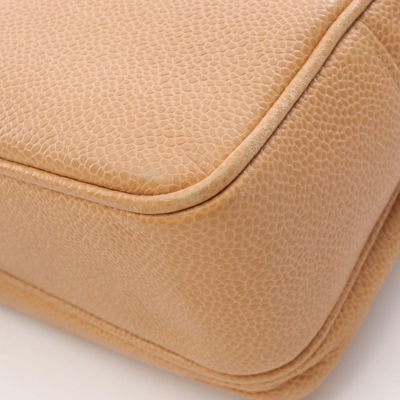 Chanel Tote Bag Cocomark Beige Leather Cocomark Shoulder Tote Ladies Used a