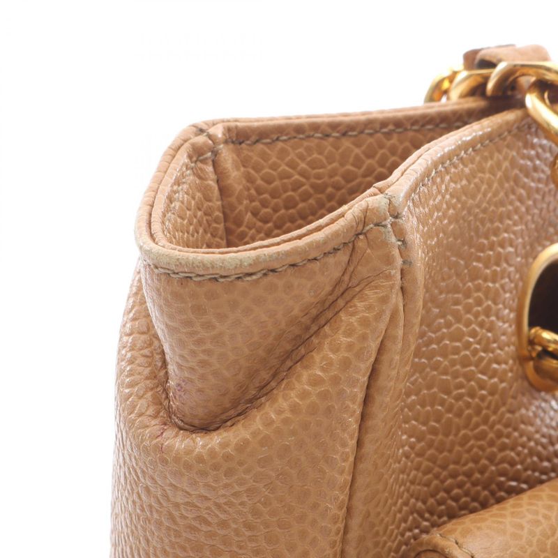 Chanel Tote Bag Cocomark Beige Leather Cocomark Shoulder Tote Ladies Used a