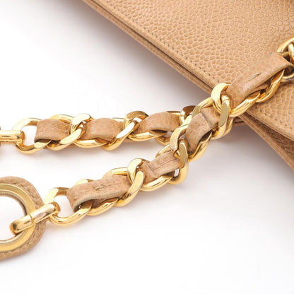 Chanel Tote Bag Cocomark Beige Leather Cocomark Shoulder Tote Ladies Used a