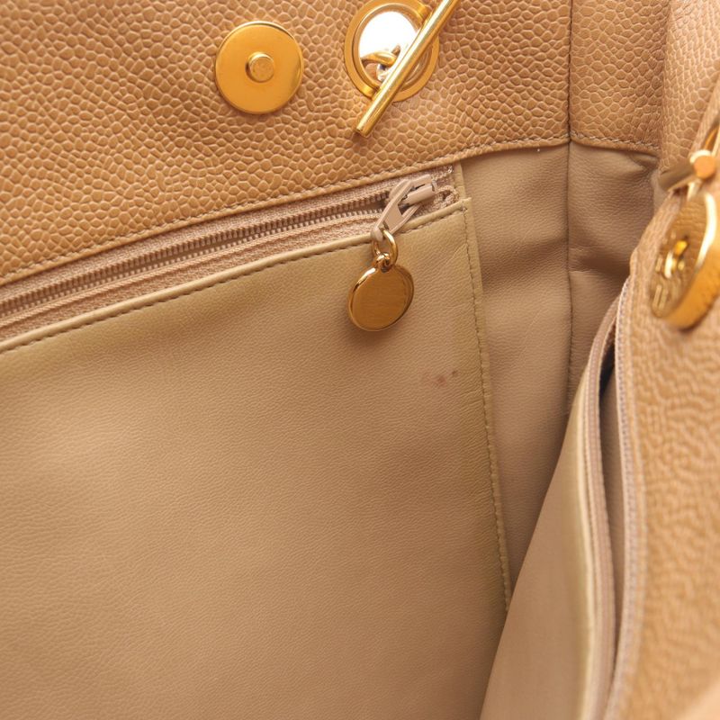 Chanel Tote Bag Cocomark Beige Leather Cocomark Shoulder Tote Ladies Used a