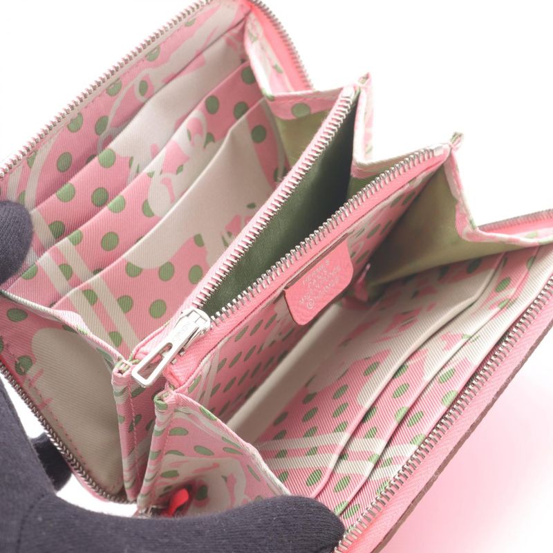 Hermes Round Wallet Azap Compact Silk in Rose Confetti Leather Calf (Cowhide)