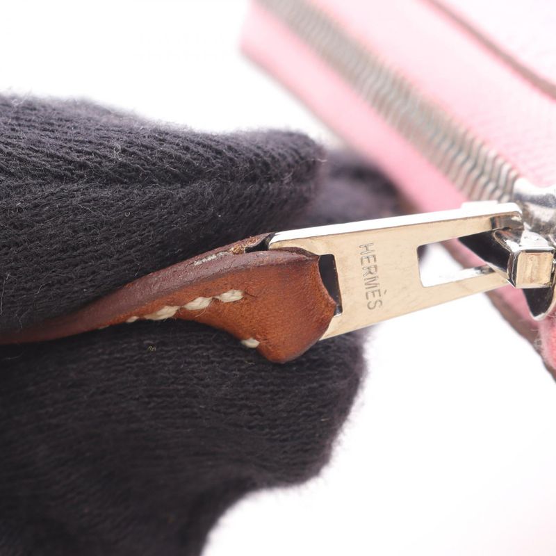 Hermes Round Wallet Azap Compact Silk in Rose Confetti Leather Calf (Cowhide)