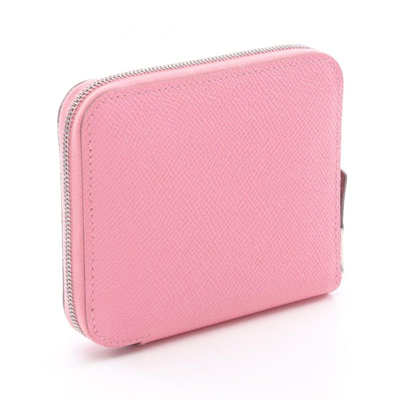 Hermes Round Wallet Azap Compact Silk in Rose Confetti Leather Calf (Cowhide)