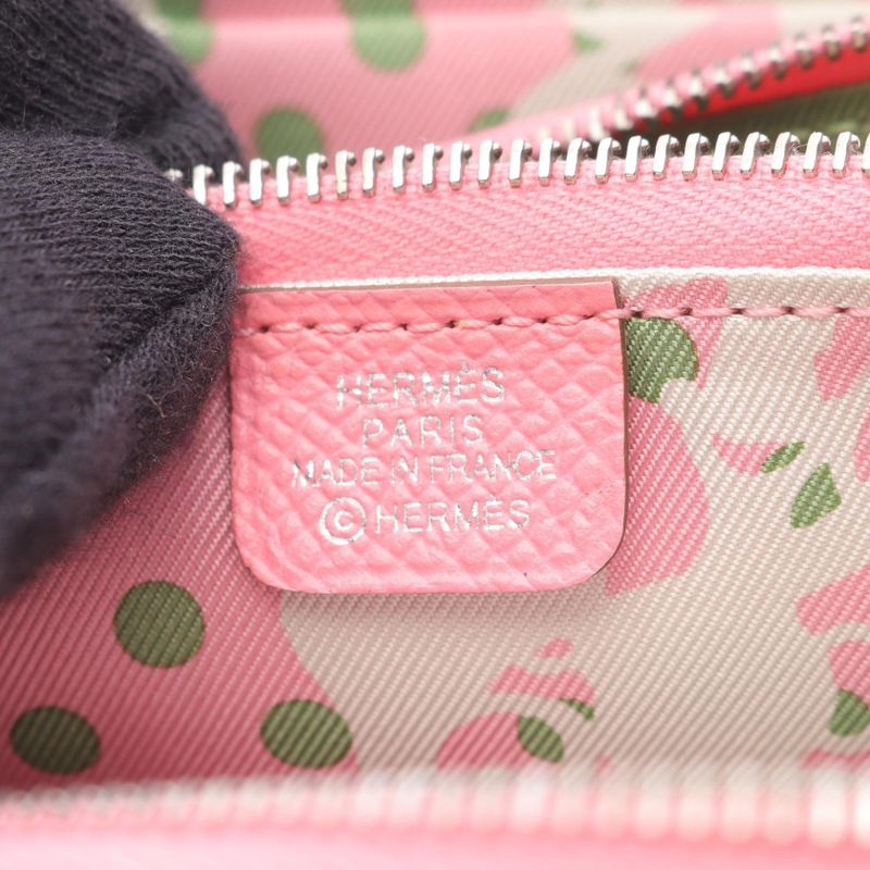 Hermes Round Wallet Azap Compact Silk in Rose Confetti Leather Calf (Cowhide)