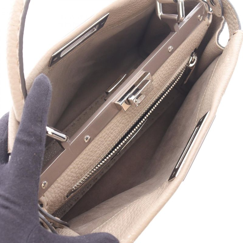 Fendi Handbag Peekaboo Regular 8bn290 Greige Leather Selleria Peekaboo Regular