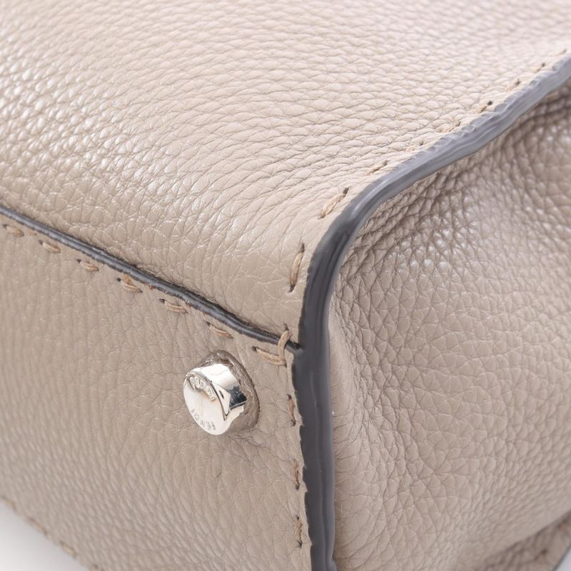 Fendi Handbag Peekaboo Regular 8bn290 Greige Leather Selleria Peekaboo Regular