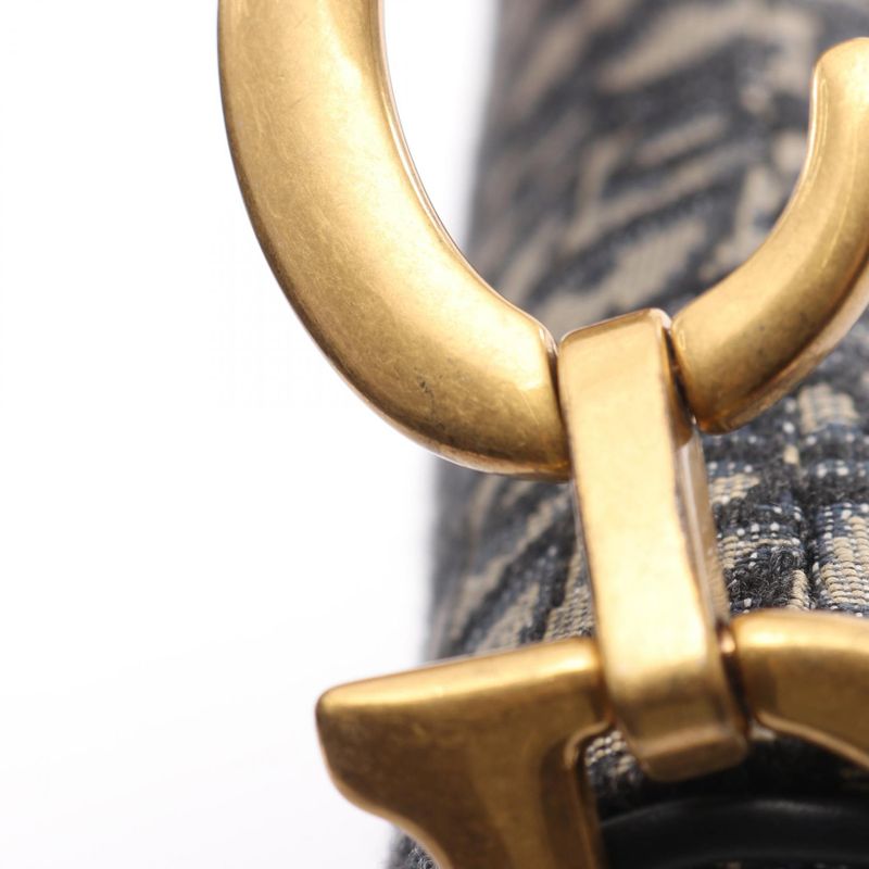 Dior Handbag Saddle Bag Oblique Jacquard Navy Canvas Leather Oblique Saddle Bag