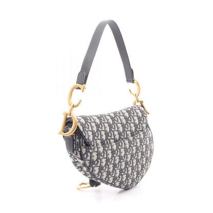 Dior Handbag Saddle Bag Oblique Jacquard Navy Canvas Leather Oblique Saddle Bag